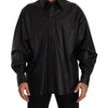 Dolce & Gabbana Black Leather Button Down Men Collared Jacket