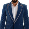 Dolce &amp; Gabbana – Blauer, schmal geschnittener, zweiteiliger Samtanzug „SICILIA“