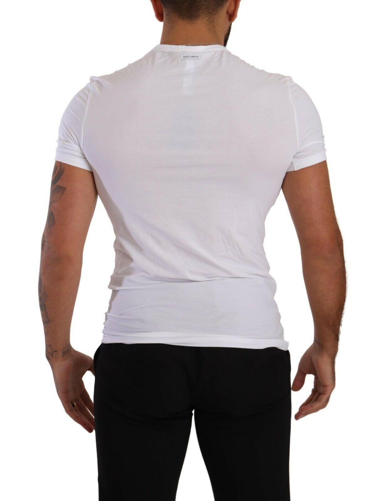 Dolce & Gabbana White Round Neck Cotton Stretch T-shirt Underwear
