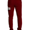 Dolce & Gabbana Red Cotton Logo Patch Sweatpants Jogging Pants