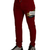 Dolce & Gabbana Red Cotton Logo Patch Sweatpants Jogging Pants
