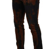 Dolce & Gabbana Black Brown Tie Dye Cotton Skinny Denim Jeans