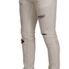 Dolce & Gabbana White Tattered Skinny Cotton Men Denim Jeans