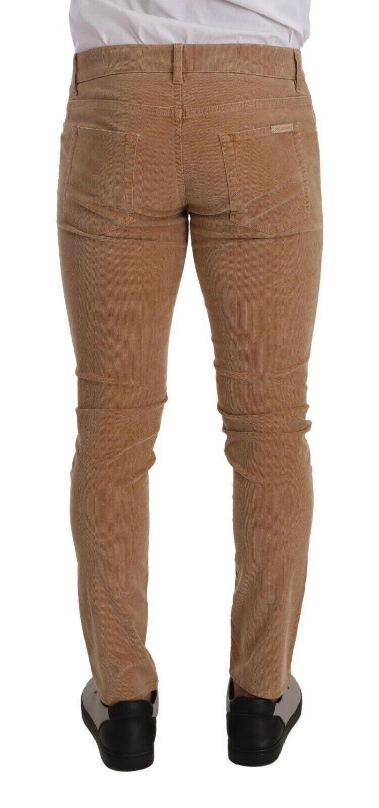 Dolce &amp; Gabbana – Enge Slim-Fit-Jeans aus Cord-Baumwolle in Braun