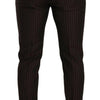 Dolce & Gabbana Brown Striped Wool Formal Trouser Dress Pants