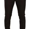 Dolce & Gabbana Brown Striped Wool Formal Trouser Dress Pants