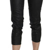 John Galliano Black Washed Mid Waist Slim Leg Cropped Denim Pants