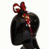 Dolce & Gabbana Cherry Silk Crystal Bow Logo Diadem Tiara Headband