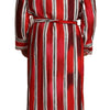Dolce & Gabbana Red White Striped Silk Mens Night Gown Robe