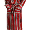 Dolce & Gabbana Red White Striped Silk Mens Night Gown Robe