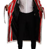 Dolce & Gabbana Red White Striped Silk Mens Night Gown Robe
