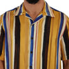 Dolce & Gabbana Yellow Striped Short Sleeve Silk Shirt