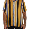 Dolce & Gabbana Yellow Striped Short Sleeve Silk Shirt