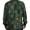 Dolce &amp; Gabbana Herren-Pyjamahemd aus Seide mit Pfauenfeder-Print