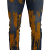 Dolce & Gabbana Blue Yellow Dye Cotton Skinny Men Denim Jeans