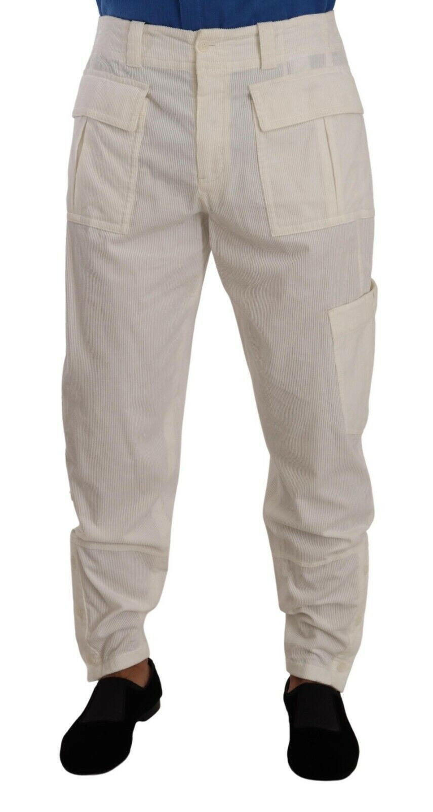Dolce &amp; Gabbana – Cargohose aus Baumwollcord in Off-White