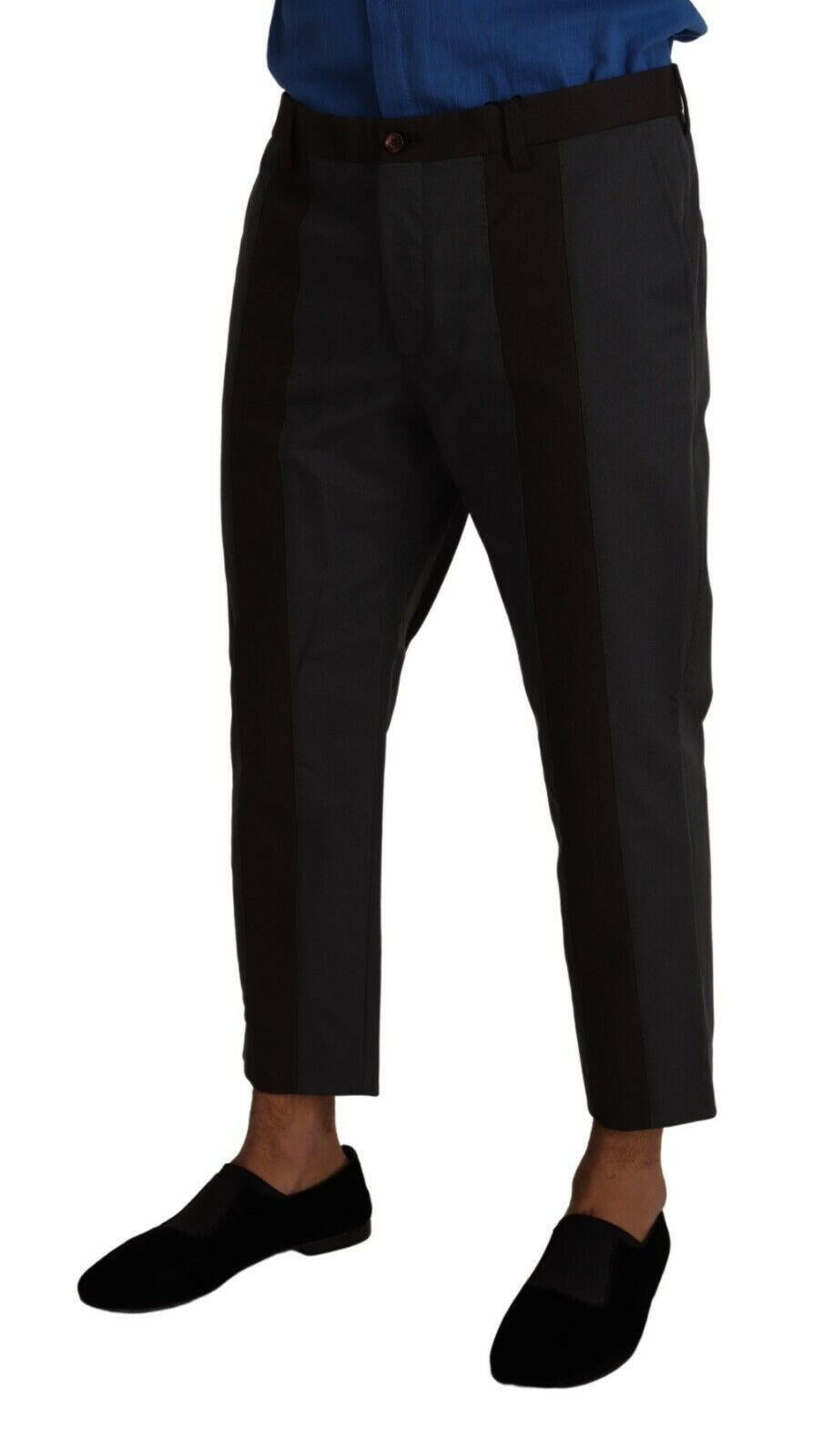 Dolce &amp; Gabbana Graue Bordeaux gestreifte Cropped-Hose
