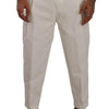 Dolce & Gabbana White Cotton Tapered Men Trouser Dress Pants