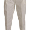 Dolce & Gabbana White Cotton Tapered Men Trouser Dress Pants