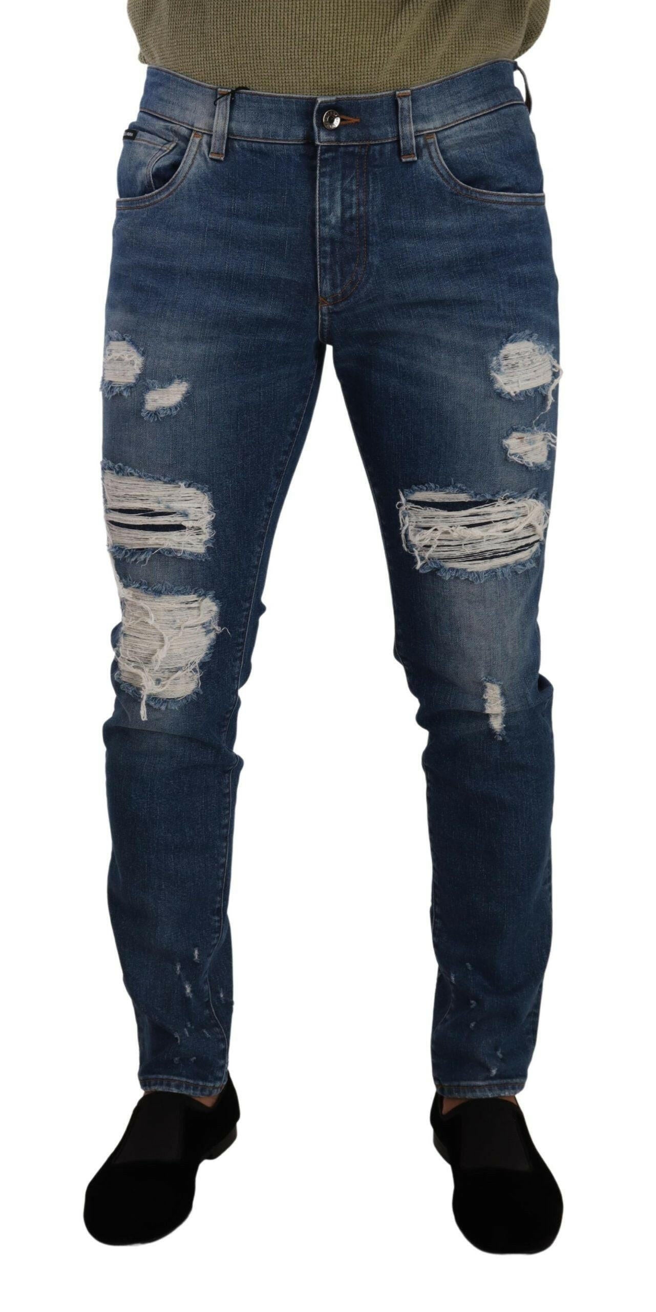 Dolce &amp; Gabbana Slim Fit Jeans aus Baumwollstretch in Blauwaschung
