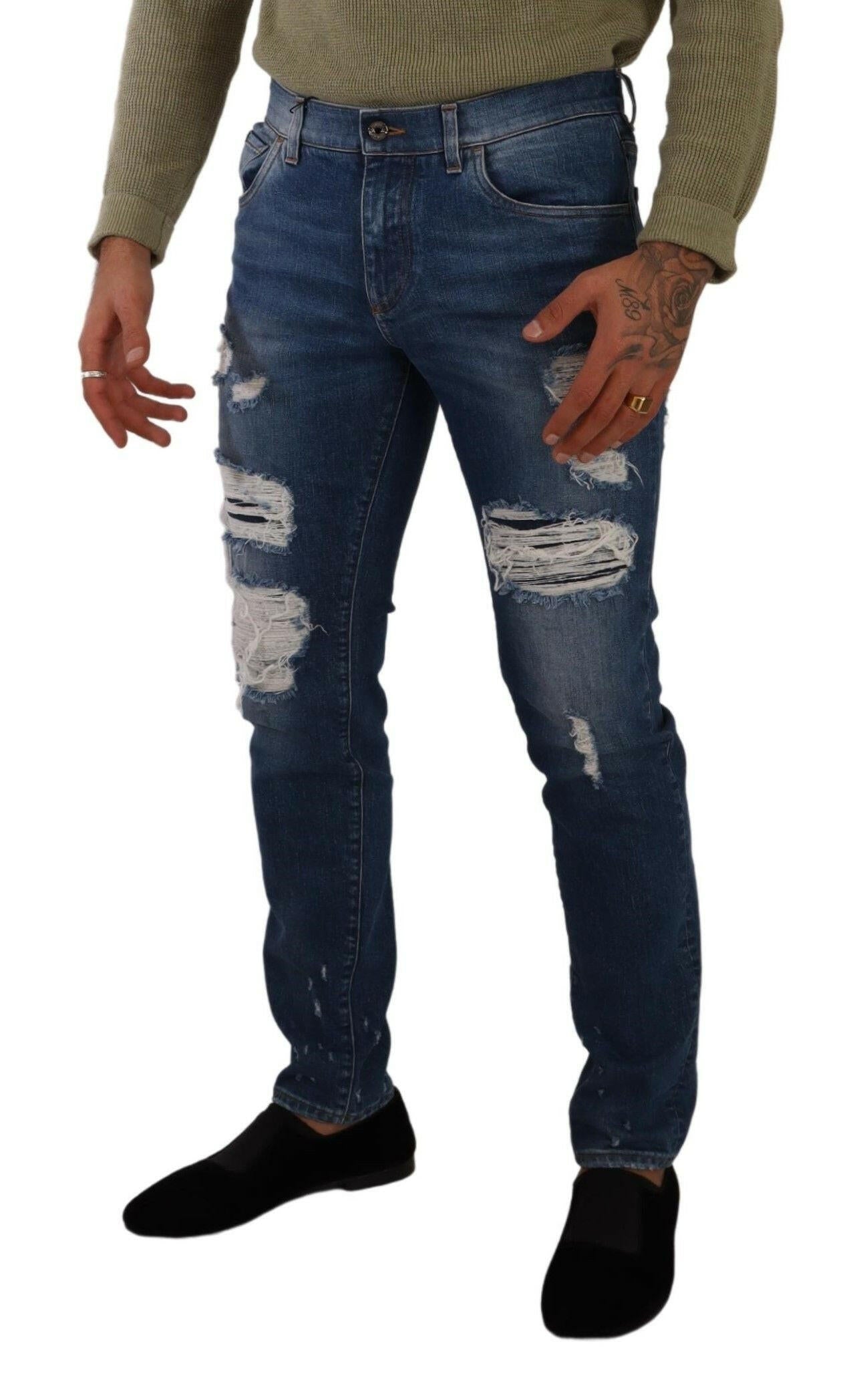 Dolce &amp; Gabbana Slim Fit Jeans aus Baumwollstretch in Blauwaschung