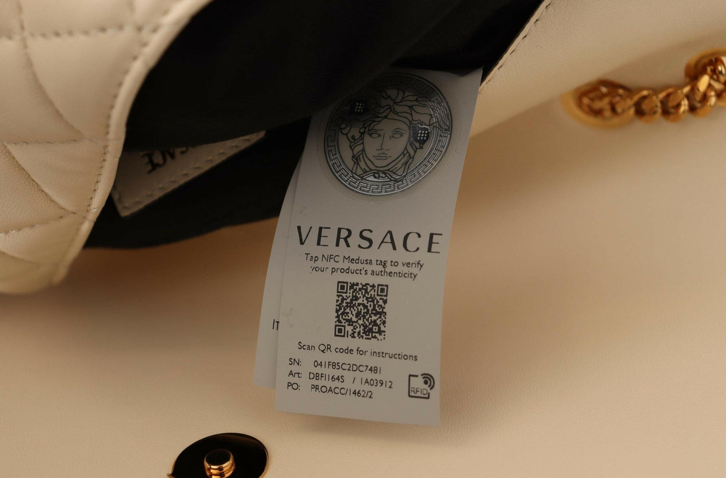 Versace Medusa Schultertasche aus weißem Nappaleder