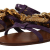 Dolce & Gabbana Purple Leather Devotion Flats Sandals Shoes