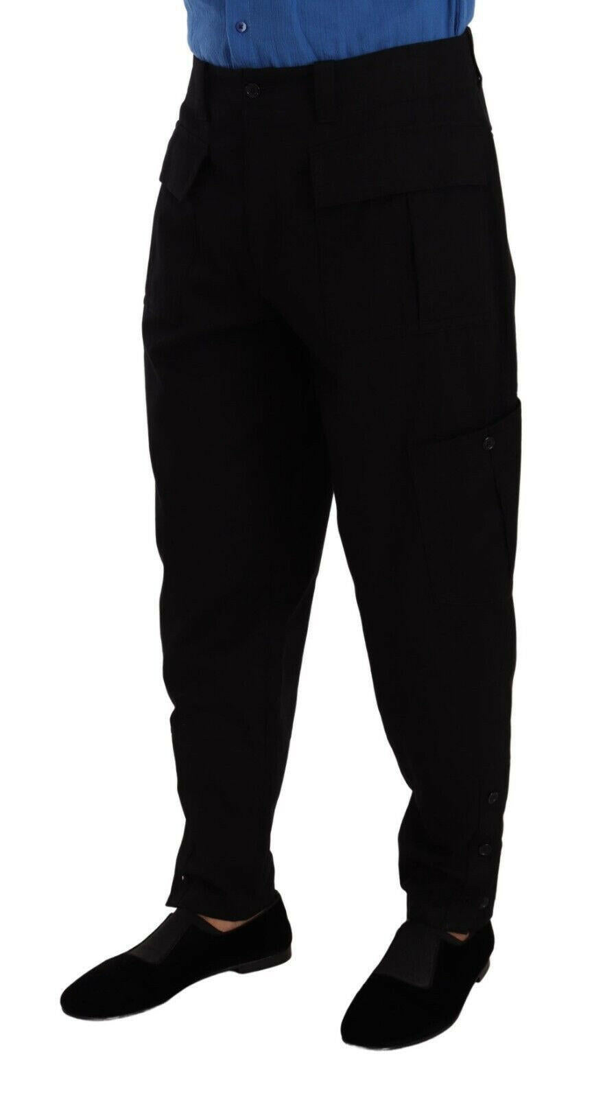 Dolce & Gabbana Black Cotton Stretch Tapered Cargo Pants