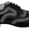 Dolce & Gabbana Black Leather Derby Formal White Lace Shoes