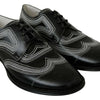 Dolce & Gabbana Black Leather Derby Formal White Lace Shoes