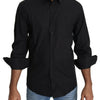 Dolce & Gabbana Black Cotton Formal Dress Men Top Shirt