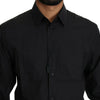 Dolce & Gabbana Black Cotton Formal Dress Men Top Shirt