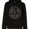 Versace Jeans Kapuzenpullover aus schwarzer Baumwolle mit Logodetails