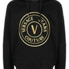 Versace Jeans Black Cotton Logo Details Hooded Sweatshirt