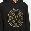Versace Jeans Black Cotton Logo Details Hooded Sweatshirt