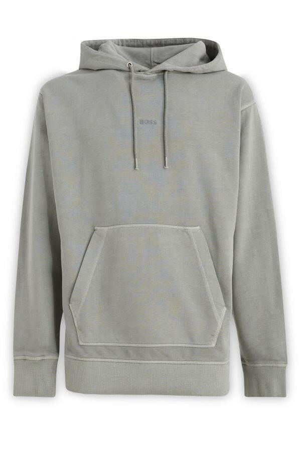 Sweat à capuche élégant en coton gris Hugo Boss