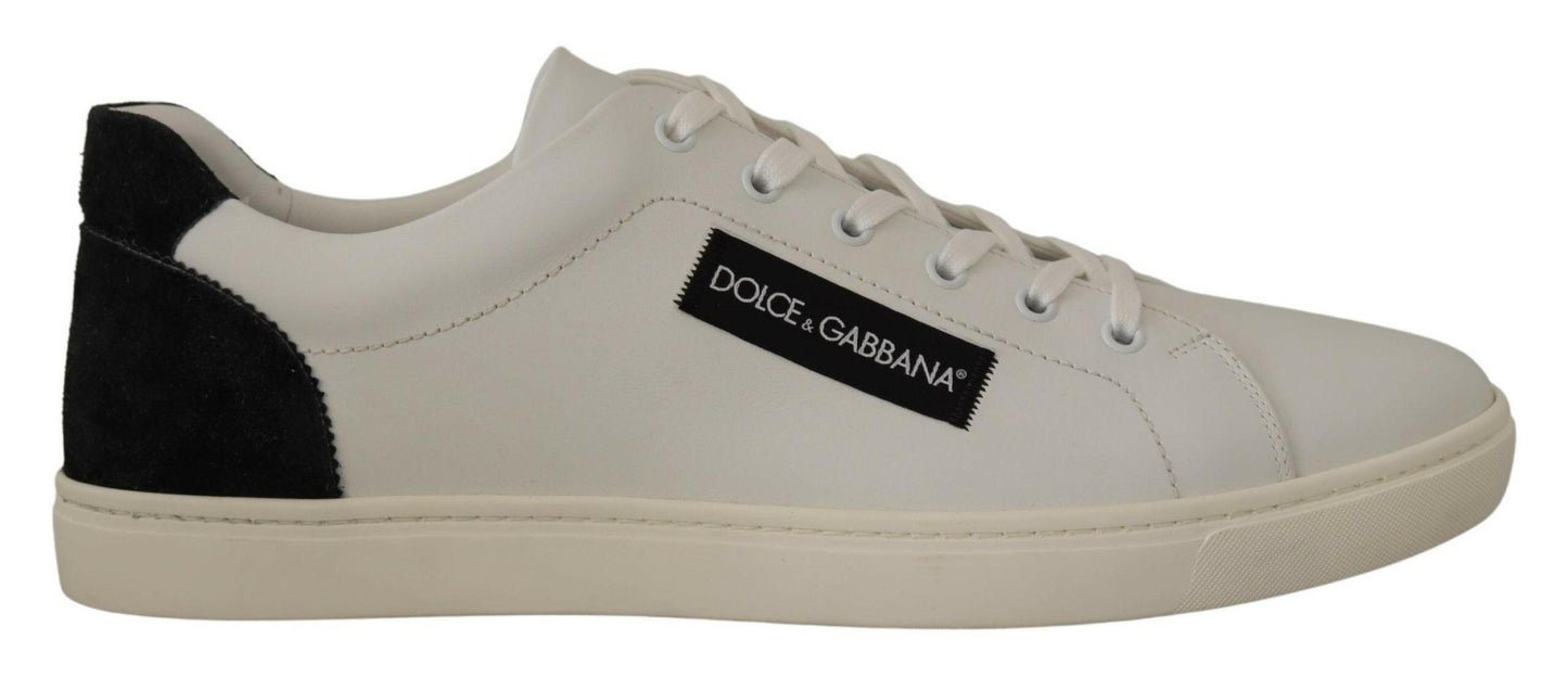 Dolce &amp; Gabbana Weiß Schwarz Leder Halbschuhe Sneakers