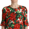 Dolce & Gabbana Multicolor Red Floral Shift Gown Dress