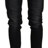 Acht Black Washed Cotton Low Waist Slim Fit Denim Jeans