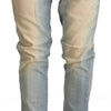 Acht Light Blue Washed Cotton Low Waist Skinny Denim Jeans