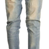Acht Light Blue Washed Cotton Low Waist Skinny Denim Jeans