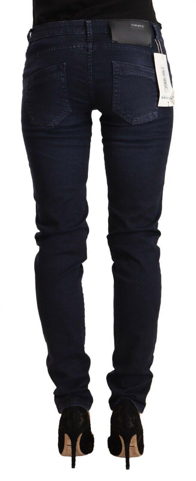 Acht – Blaue, verwaschene Slim-Fit-Jeans aus Baumwolle mit niedriger Taille