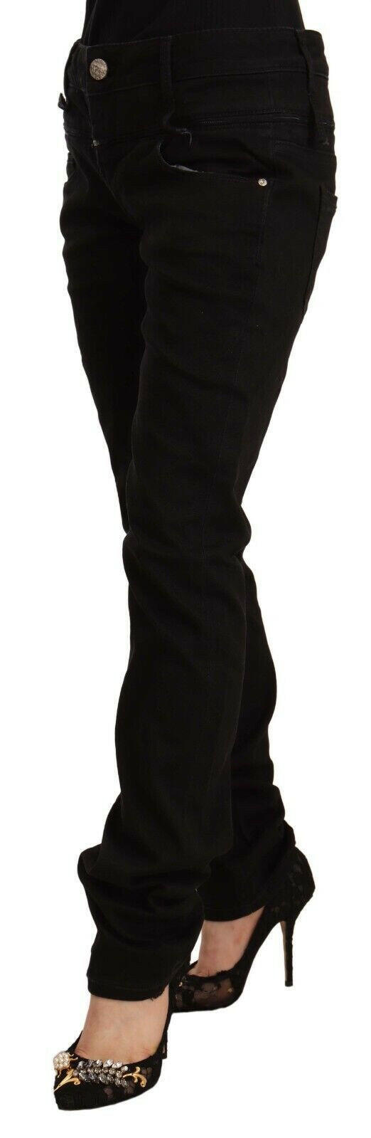 Acht – Schwarze Skinny-Jeans aus Baumwoll-Stretch-Denim mit niedriger Taille