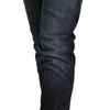 Acht Blue Washed Cotton Low Waist Skinny Denim Jeans