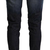 Acht Blue Washed Cotton Low Waist Skinny Denim Jeans