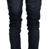 Acht – Blaue Skinny-Jeans aus verwaschener Baumwolle mit mittlerer Taille