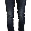 Acht – Blaue Skinny-Jeans aus verwaschener Baumwolle mit mittlerer Taille