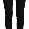 GF Ferre Black Mid Waist Cotton Denim Skinny Jeans