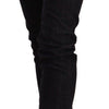 GF Ferre Black Mid Waist Cotton Denim Skinny Jeans