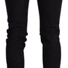 GF Ferre Black Mid Waist Cotton Denim Skinny Jeans
